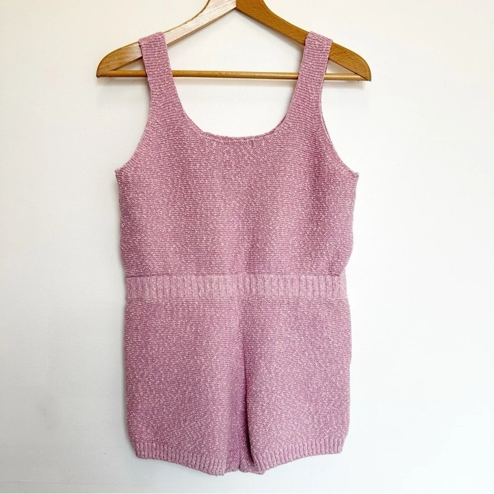 Free People Beach Declan Sweater Romper Crocus Pink Size Large Pockets Summer